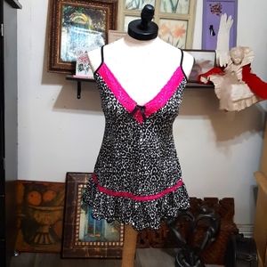 Lingerie Sleepwear Loungewear pajamas Nightie BLACK FUCHSIA top Animal